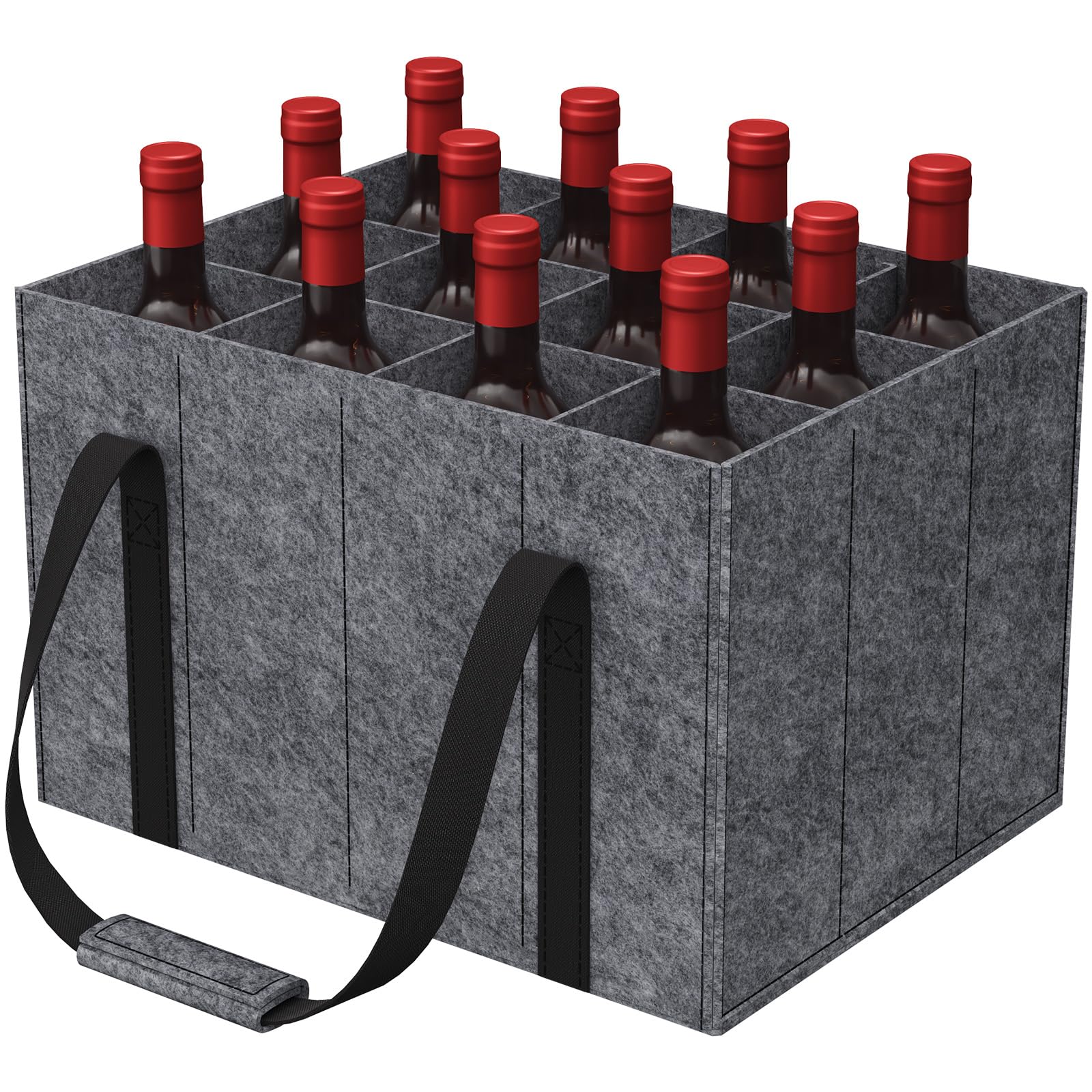Lifewit Sac Bouteille avec Poignées, Porte Bouteille en Feutre Robuste, Sac de Transport pour 12 Bouteilles de 1,5 L de Vin, Bière, Champagne, 40 x 30 x 26 cm