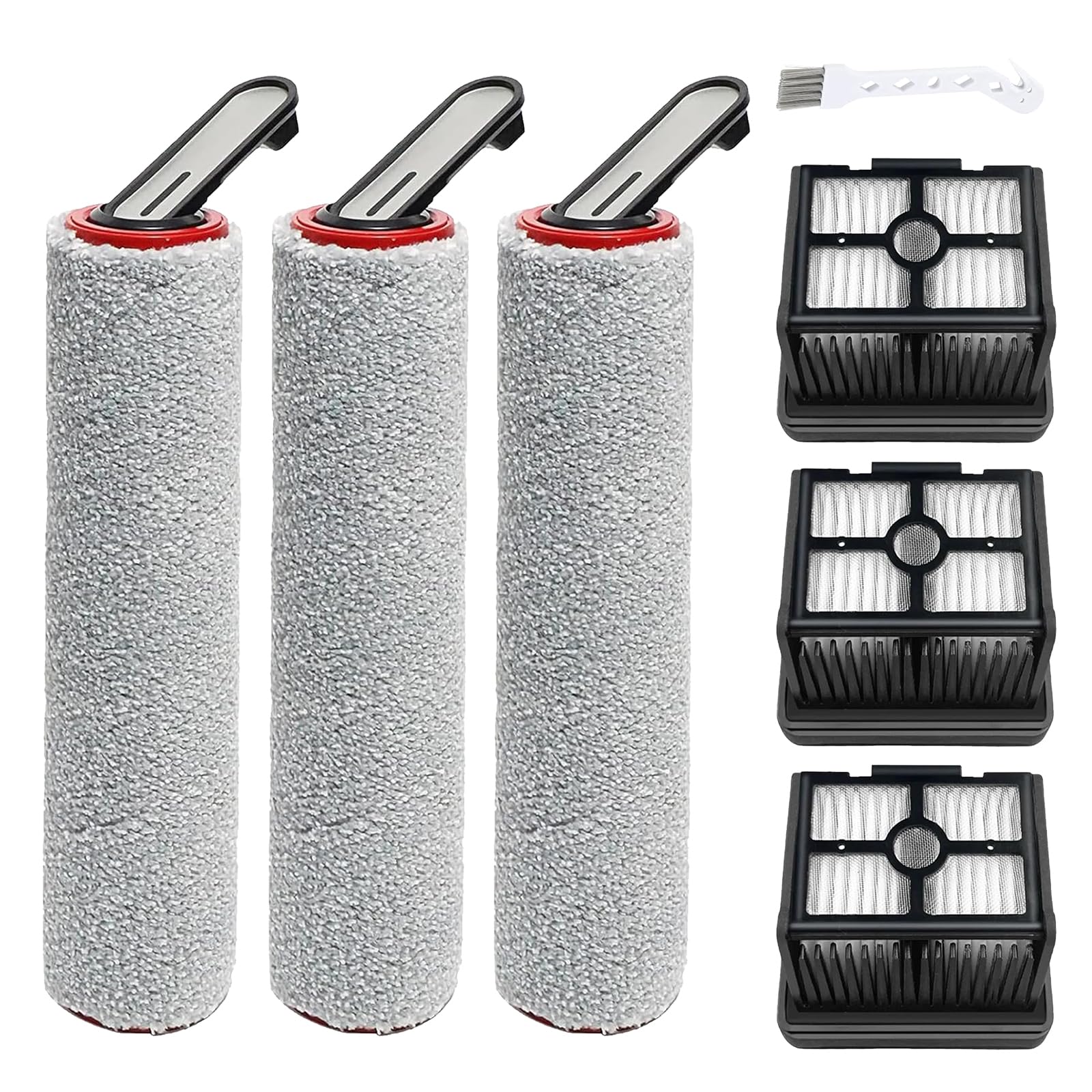 PeakLife Kit d'Accessoires pour Dreame H15 Pro H15 Mix H15S H12 Pro FlexReach, Ensemble de 3 Rouleaux de Brosse et 3 Filtres Pièces de Rechange pour Aspirateur Laveur Sec et Humide de Nettoyage