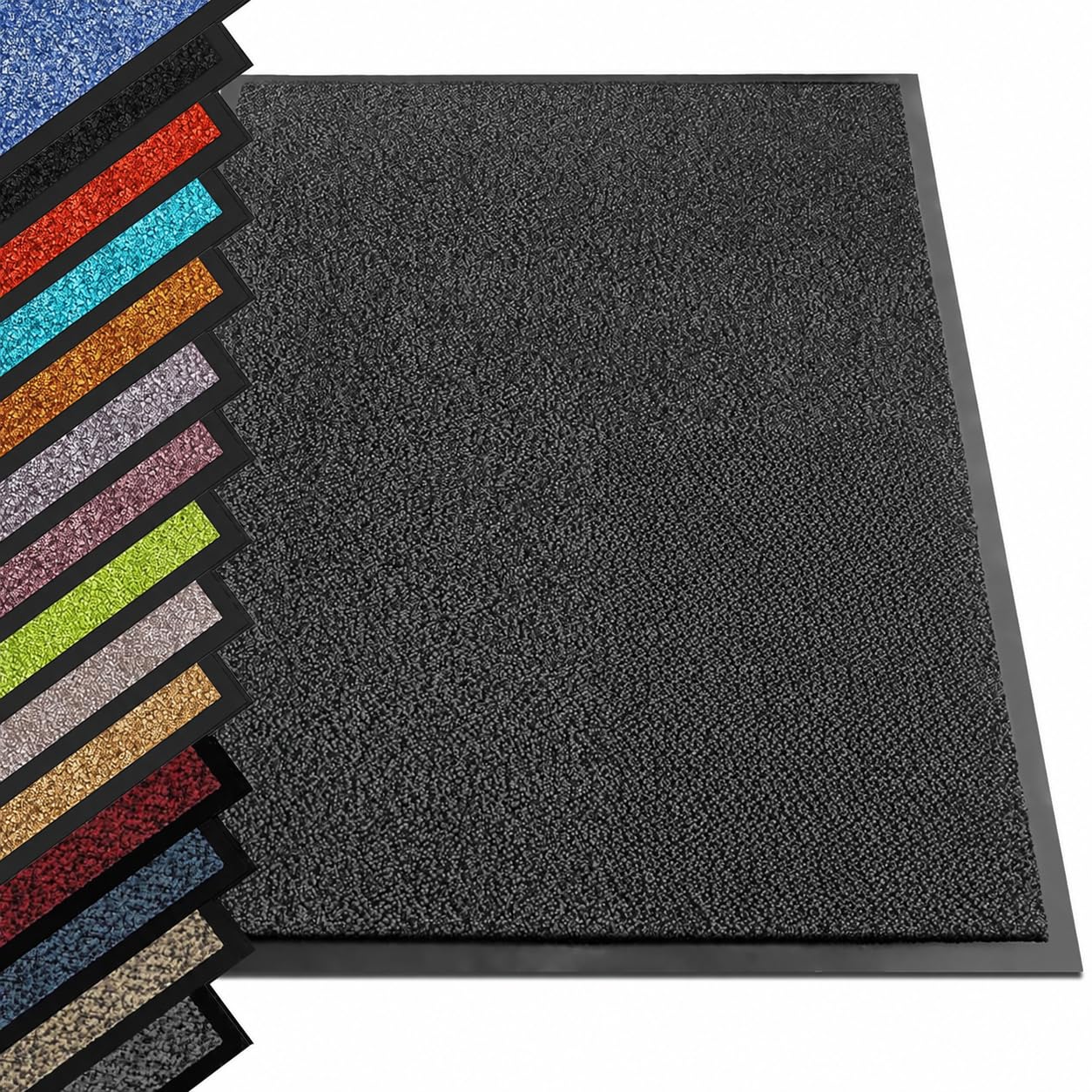 KARAT - Tapis Anti-salissures Sky - 90 x 120 cm Anthracite | Paillasson de Porte antidérapante et Entretien Facile - Tapis d'entrée, Tapis de Porte à Poils chinés