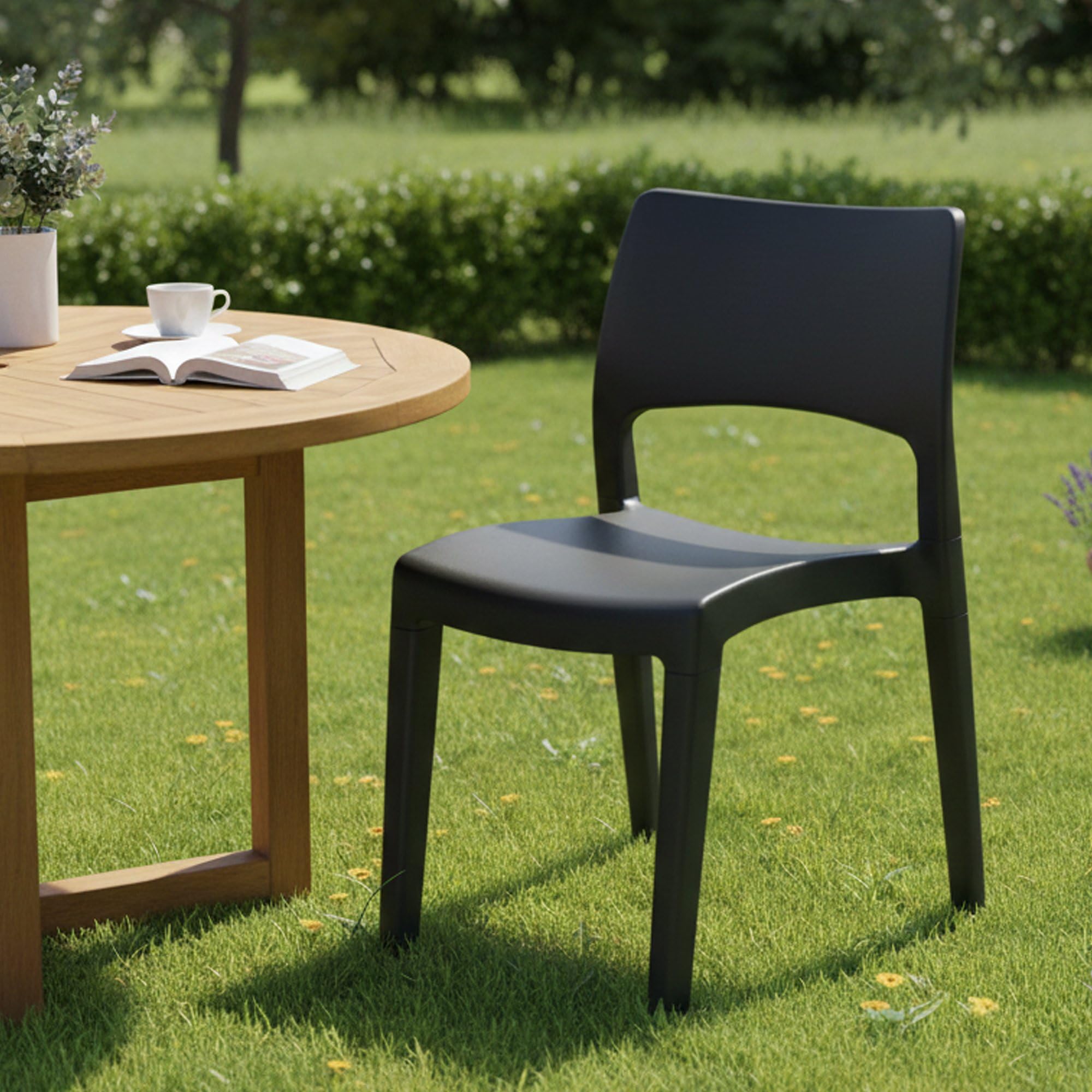 Dmora - Chaise d'extérieur Tropea, Chaise pour table à manger, Fauteuil d'extérieur, Siège de jardin, 100% Made in Italy, 50x51h82 Cm, Anthracite
