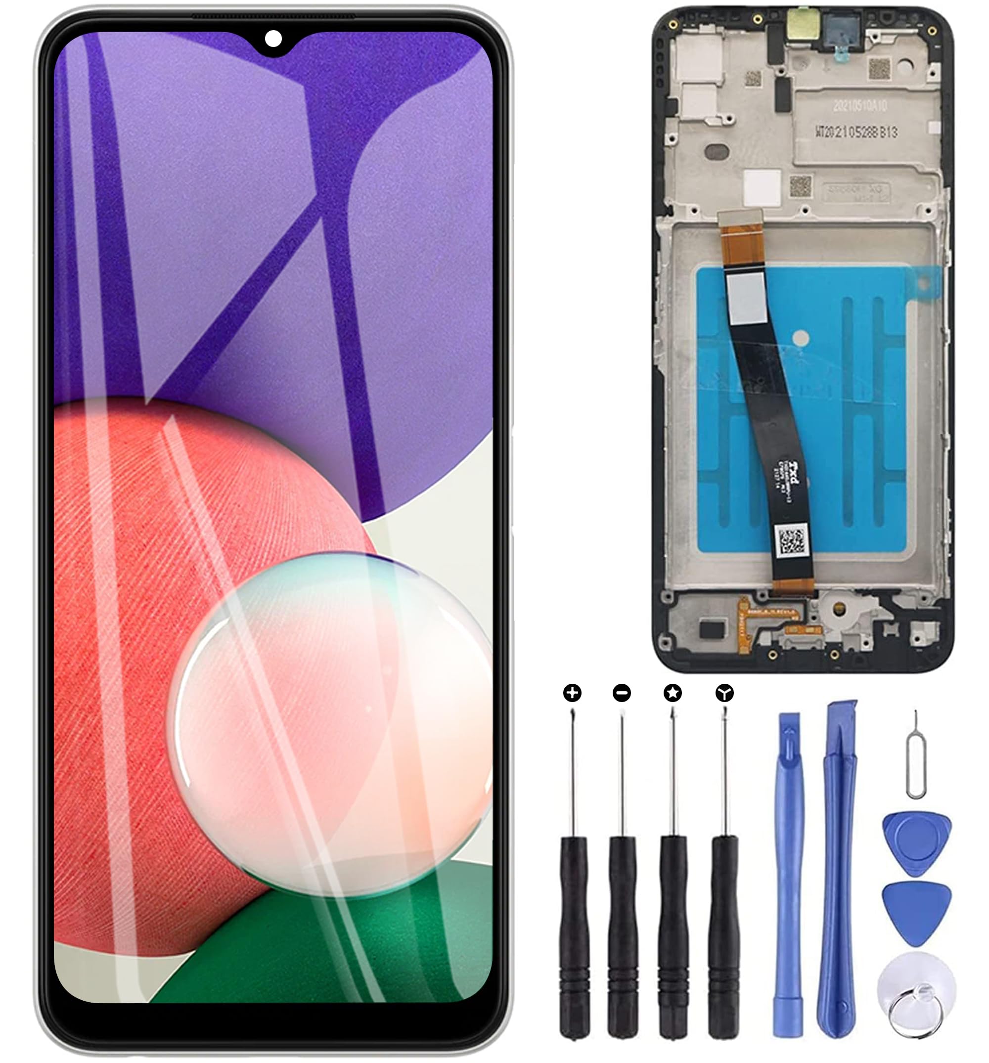 ZOETEC Screen Replacement for Samsung Galaxy A22 5G, LCD Display Touch Screen Digitizer Full Assembly with Frame and Repair Tools Set