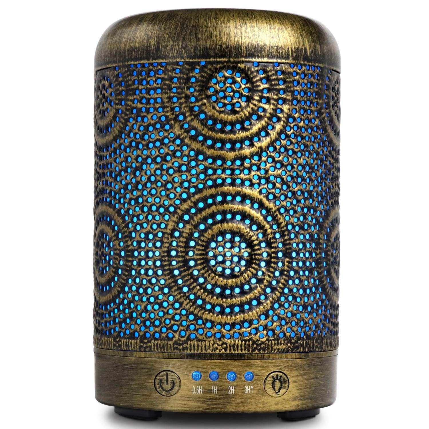 SALKING Diffuseur Huiles Essentielles 100 ML en métal avec 3 Timer | Diffuseur Parfum Maison Electrique 7 LED, Humidificateur d'Air Ultrasonique pour Chambre, Salon, Spa, Yoga, Massage