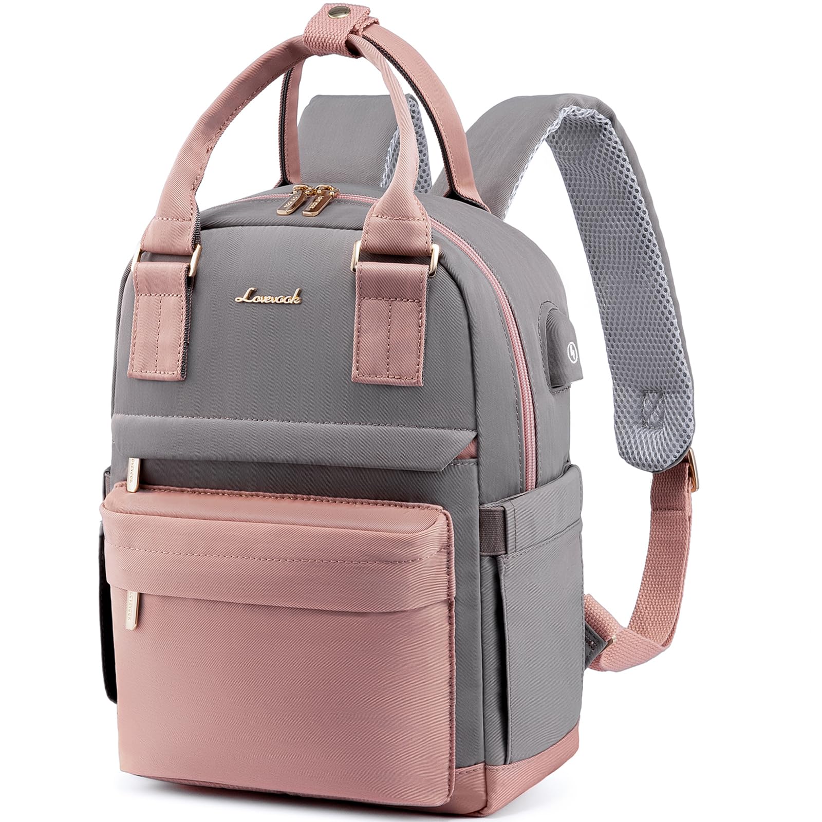 LOVEVOOK Sac à dos femme - Petit sac à dos étanche 2 en 1 - Sac à main avec port de chargement USB - Mini sac à dos - Élégant pour loisirs, école, voyages, travail - Rose
