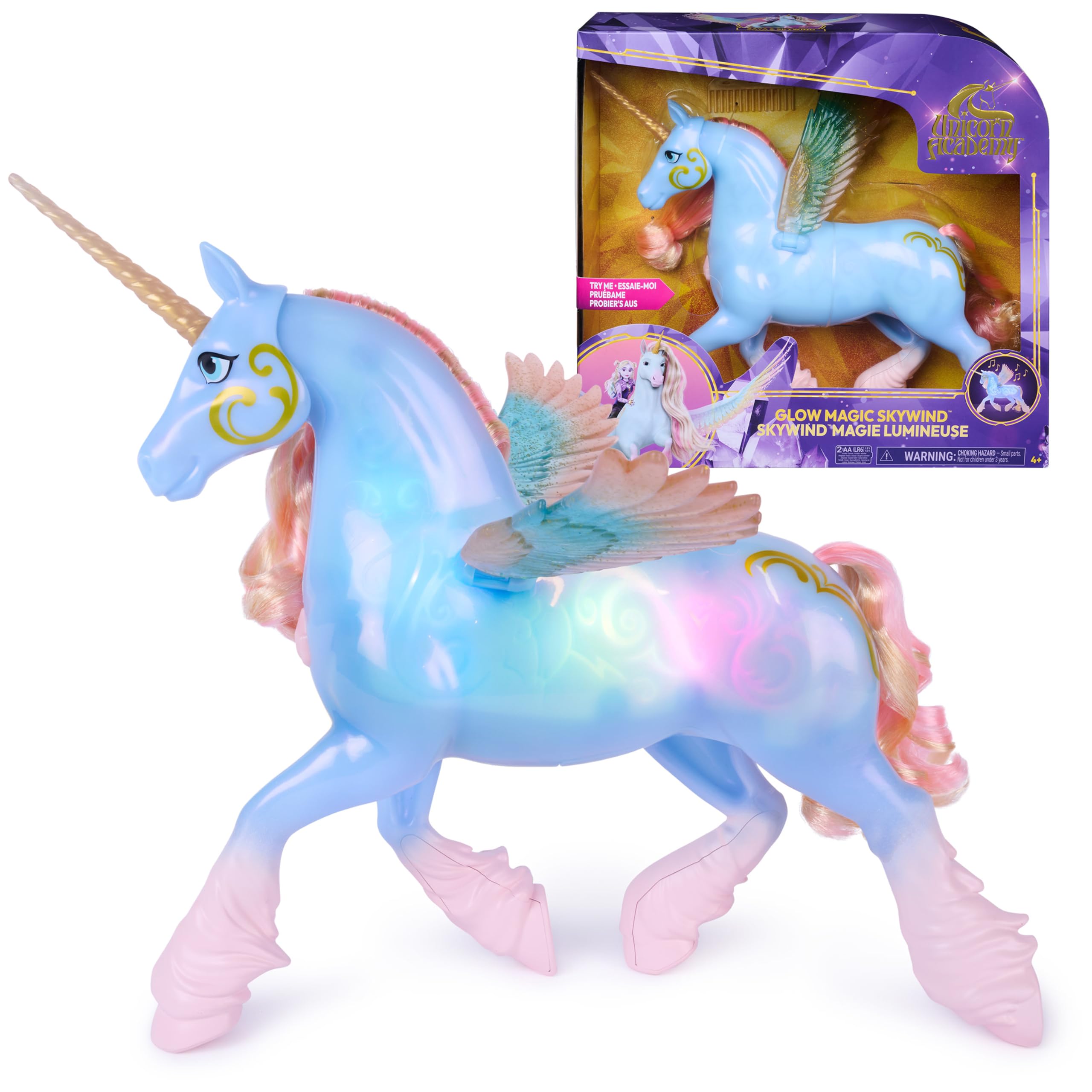 Unicorn Academy - L'Ecole des Licornes - Licorne Interactive Skywind 28 Cm | SpinMaster - ref. 6076377 - 681147120952 - Bleu - Materiaux mixtes