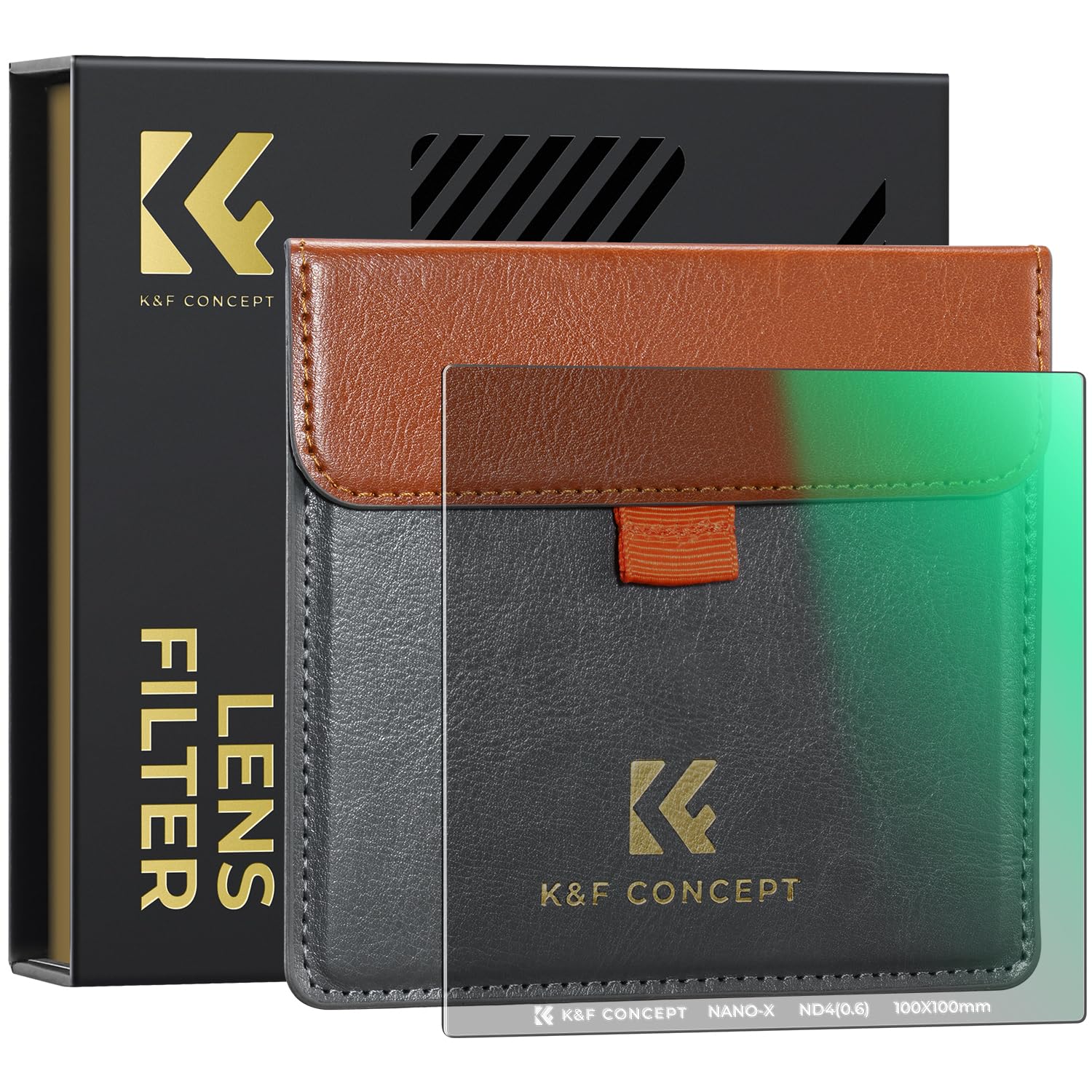 K&F CONCEPT Filtre ND Densité Neutre ND4 0.6 2 f-Stops Carré 100X100mm | HD,Nano-revêtement de 28 Couches,Étanche,Verre optique,Résistant à l’huile et aux rayure,Cadre CNC Antidérapant,FH701