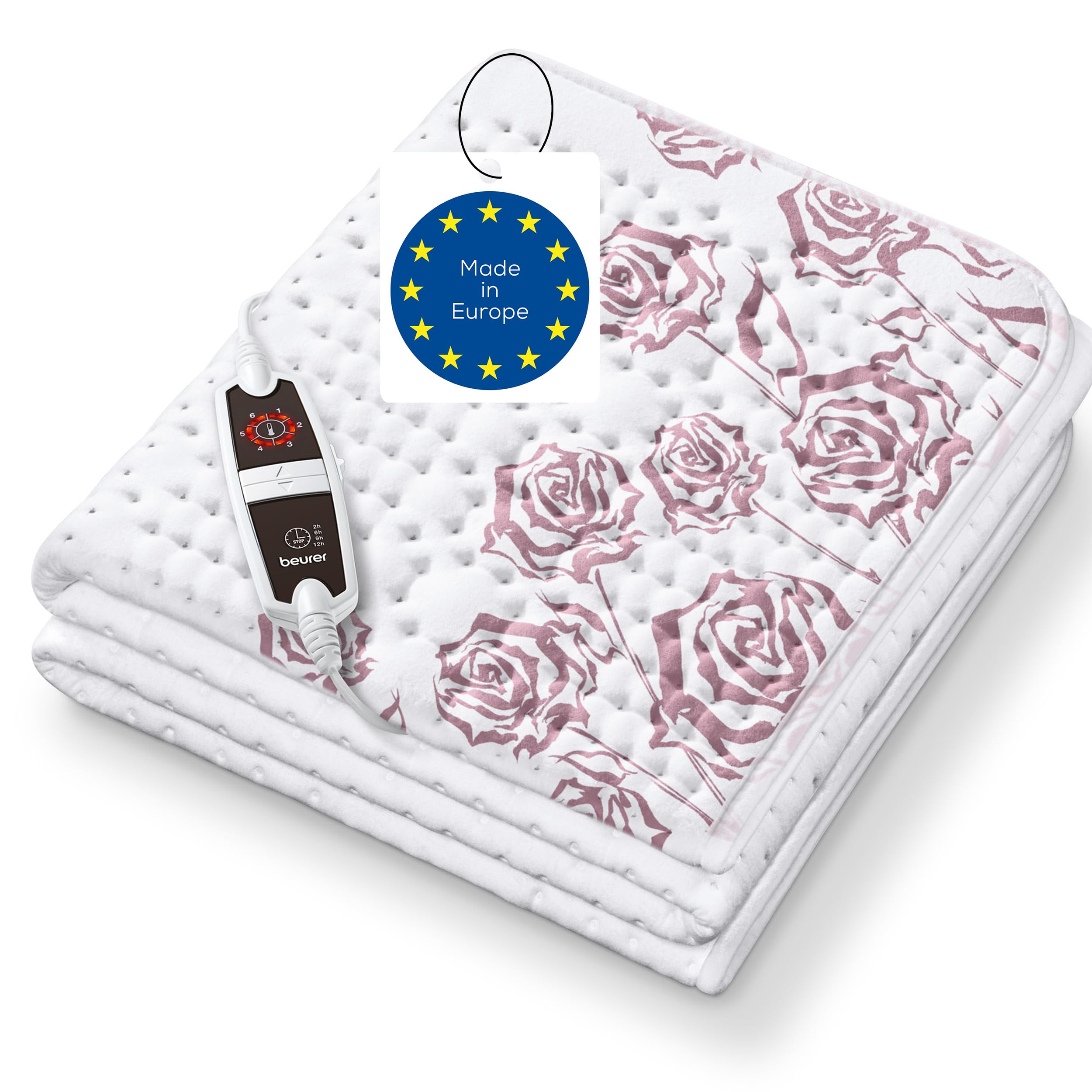 Beurer UB 75 Surmatelas chauffant, 150 x 80 cm, avec 6 niveaux de température et chauffage rapide, face supérieure en coton doux, arrêt automatique, lavable en machine