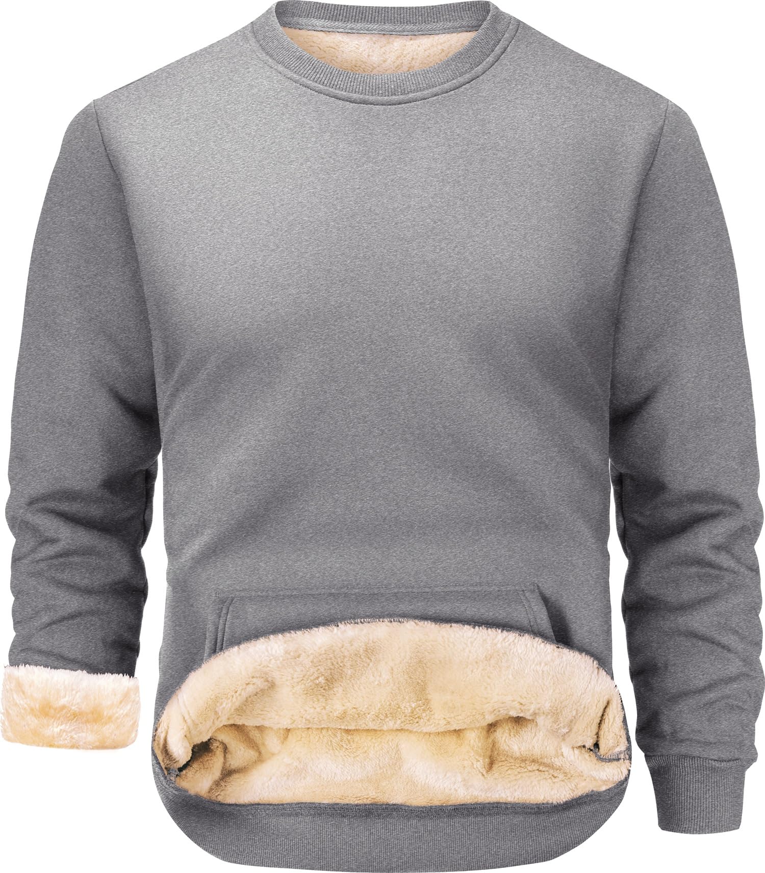 Peakwell Homme Sweatshirts Doublés Chauds Pulls d'hiver Polaire Sweats | Tissu épais, Poche kangourou, Coupe classique, Col rond, Doux & Confortable & Chaud, Pour le sport, la maison et les loisirs