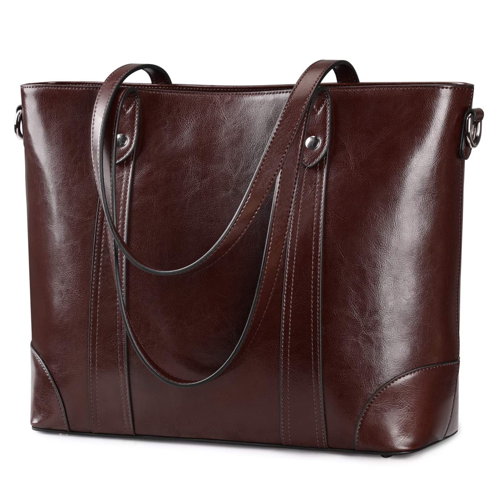 S-ZONE Sac fourre-tout en cuir pour femme, sac à main à bandoulière de bureau, mallette de travail pour ordinateur portable de 15,6 pouces