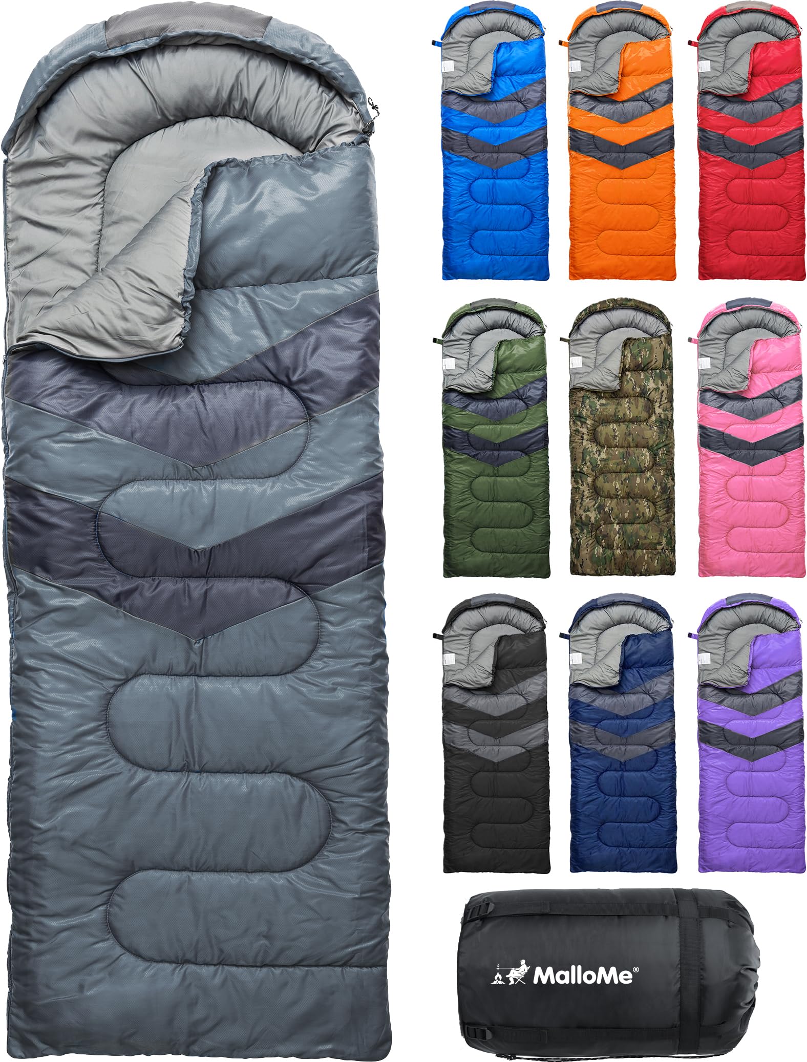 MalloMe Sac de Couchage Adulte Enfant Hiver Été Printemps Automne - Duvet 1 Personne - Imperméable Sacs de Couchage de Damping et Randonnée - Sac Couchage Ultra Léger, Compact Sleeping Bag