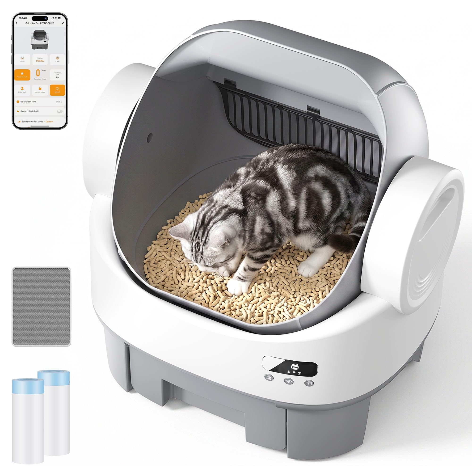 JUMMICO Litière Autonettoyante Chat Design Ouvert et Spacieux XXL, Grande Capacité 12L, Sécurité Multi-Capteurs, Protection Antipincement, Contrôle par APP, Idéale pour Les Foyers à Plusieurs Chats