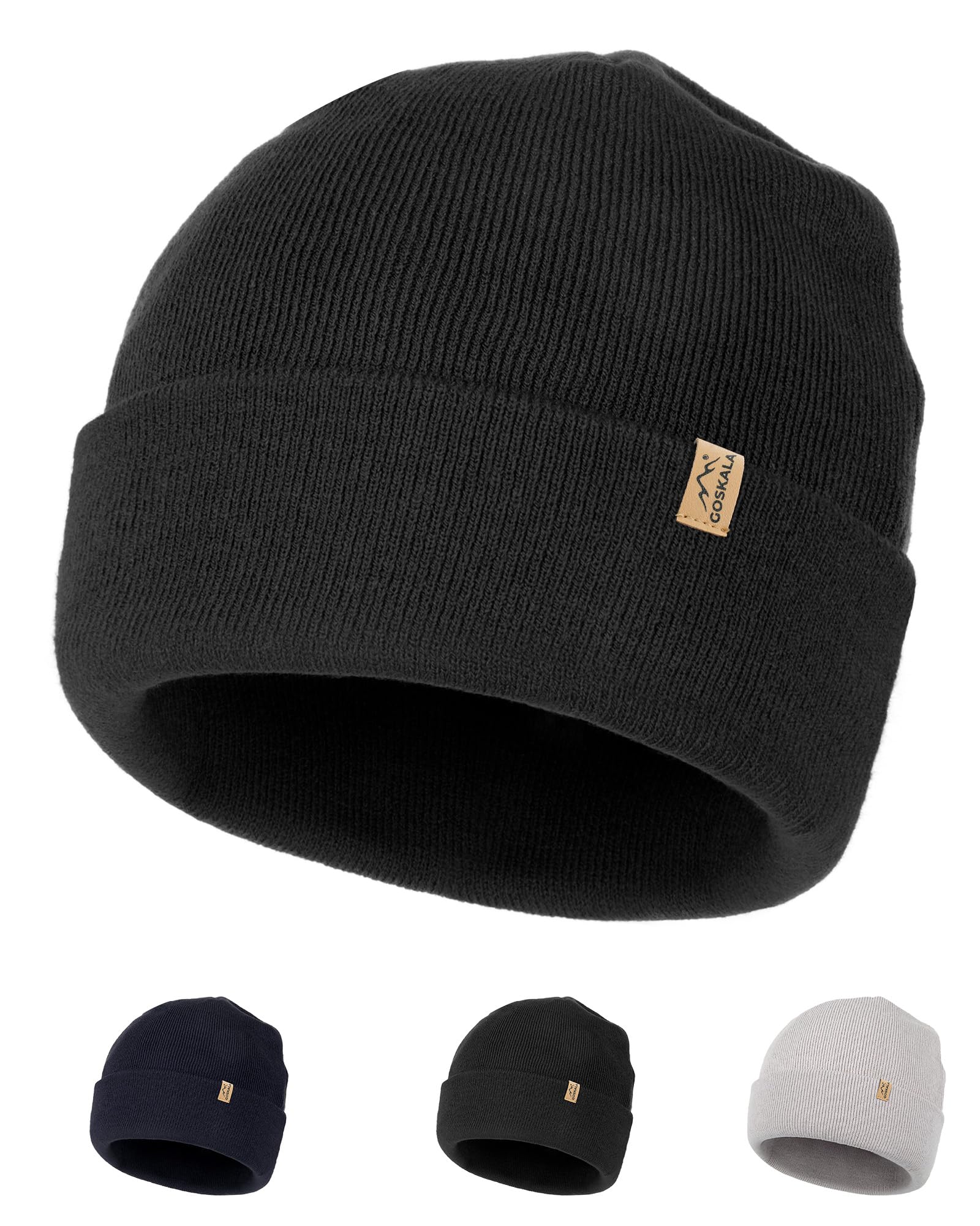 GoSkala Bonnet Homme Femme Tricot Hiver Chaud Extensible Taille Unique | Confortable, Antistatique, Anti-bouloches, Unisexe à Associer à n'importe quel look au quotidien et Journées Froides
