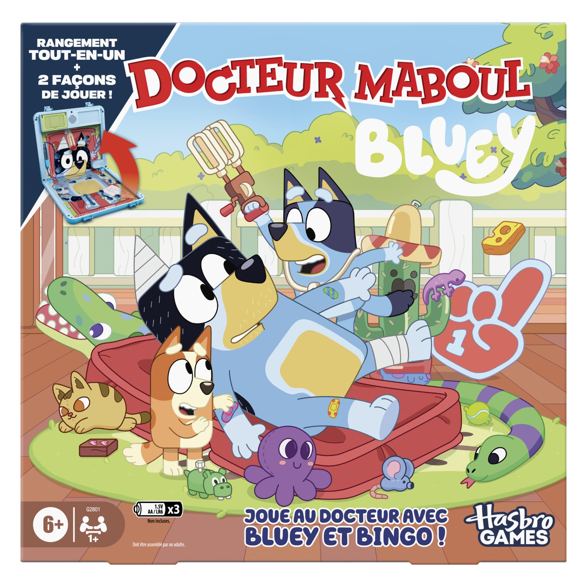 Docteur Maboul édition Bluey – Jeu de Plateau électronique avec Mallette de Transport Tout-en-Un – 2 façons de Jouer – 1 Joueur et + – 10 Min. – dès 6 Ans