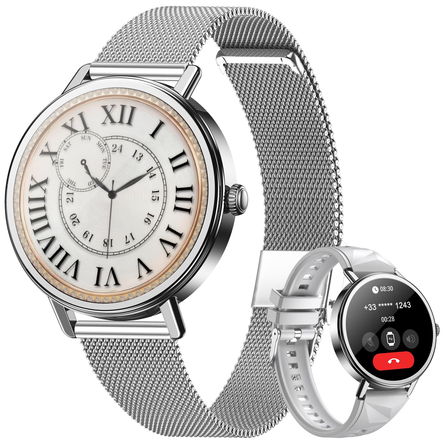 Blackview Montre Connectée Femme Homme avec Appel Bluetooth,Smartwatch avec Réveil intelligent, 24H Sommeil/Fréquence Cardiaque/SpO2,100+ Mode Sportifs Montre, Fitness Podomètre Compatible Android iOS