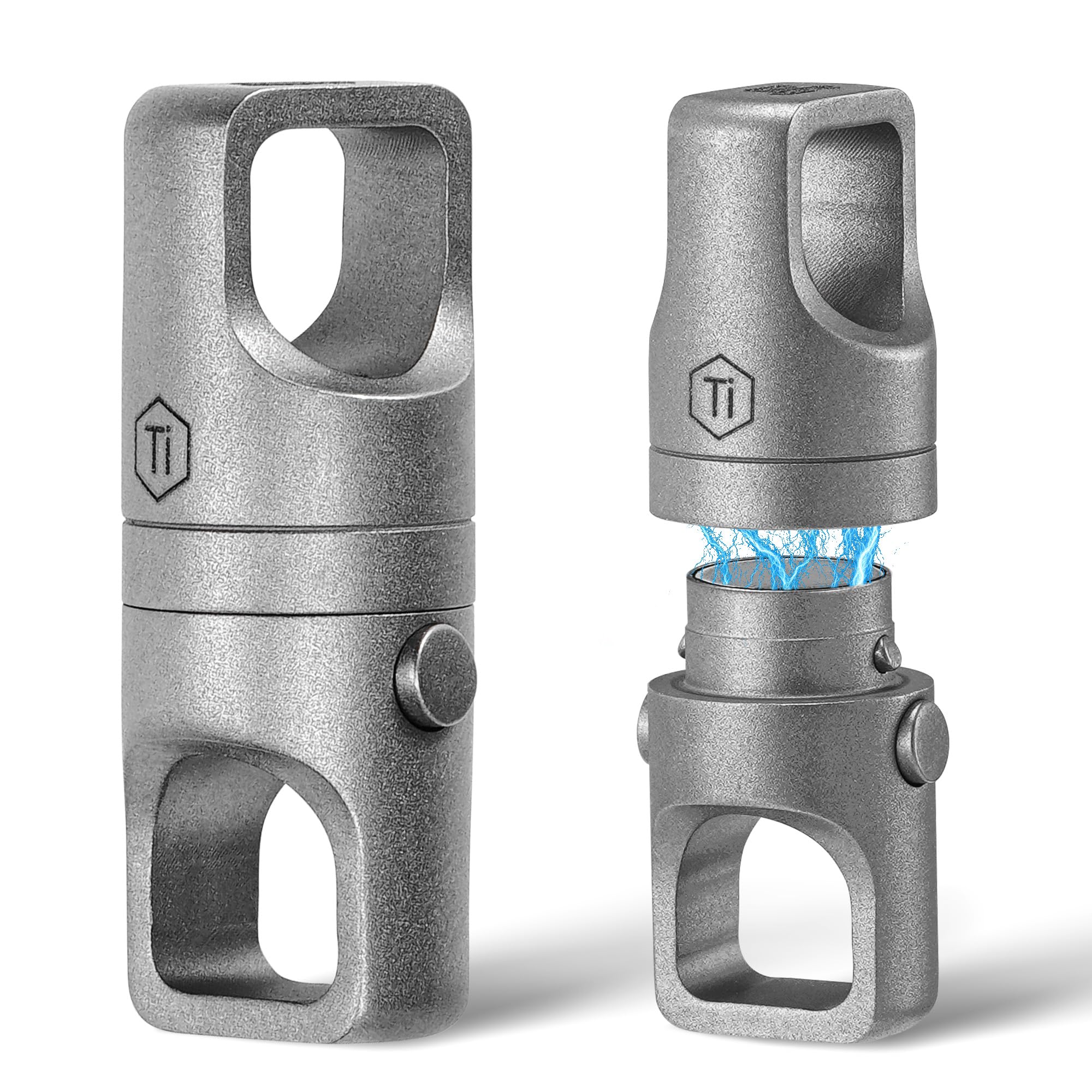 KeyUnity KA45 Connecteur de Porte-clés pivotant à Double extrémité, Porte-clés magnétique titane, Organisateur de clés Rotatif en Titane pour Mousqueton, libération rapide EDC pour clés
