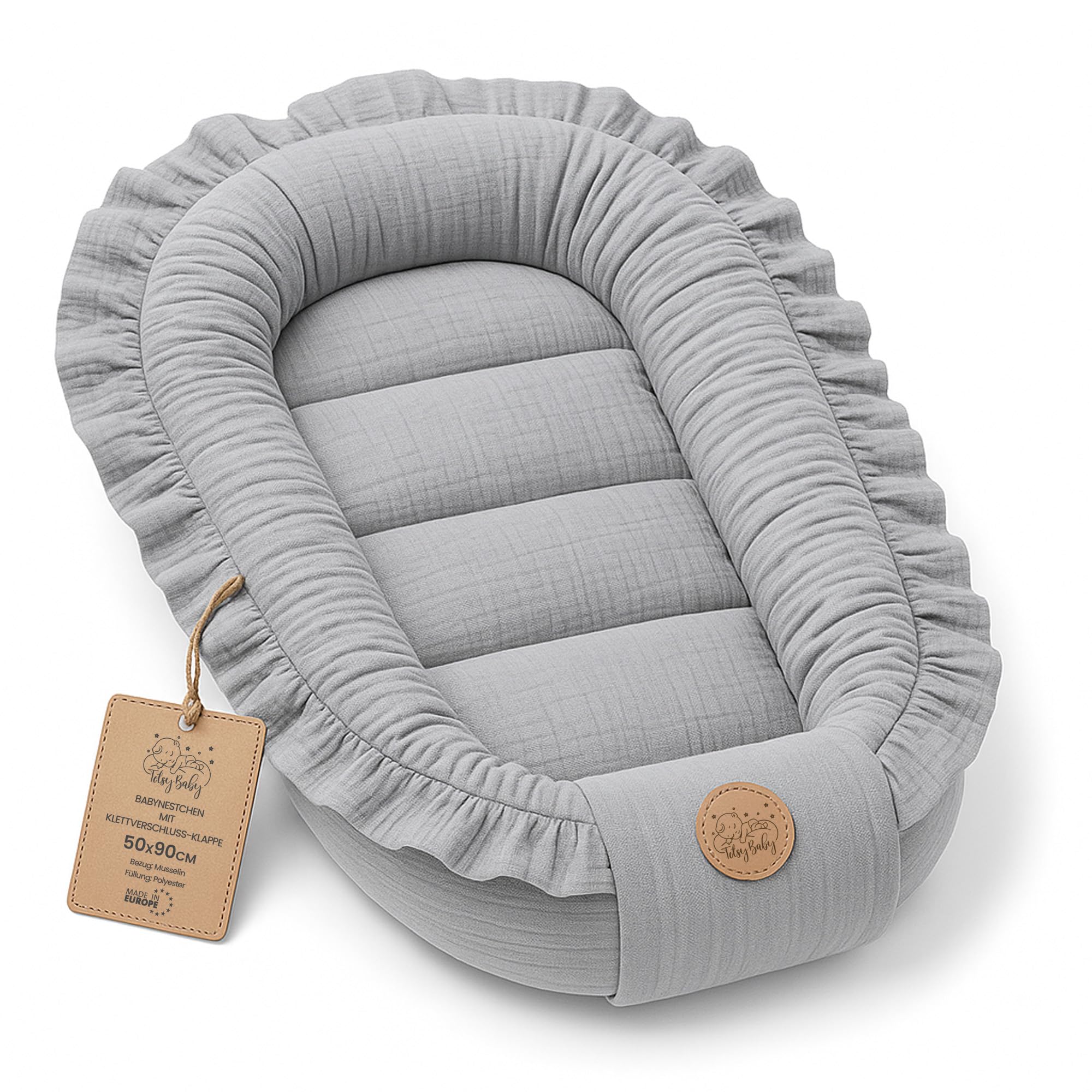 Nid Bébé Mousseline Réducteur de lit pour Nouveau-né portable | Moelleux douillet chaleureux dans Lit Bebe Berceau Landau Poussette Chambre Voyage 50x90 cm VERSION COULEUR