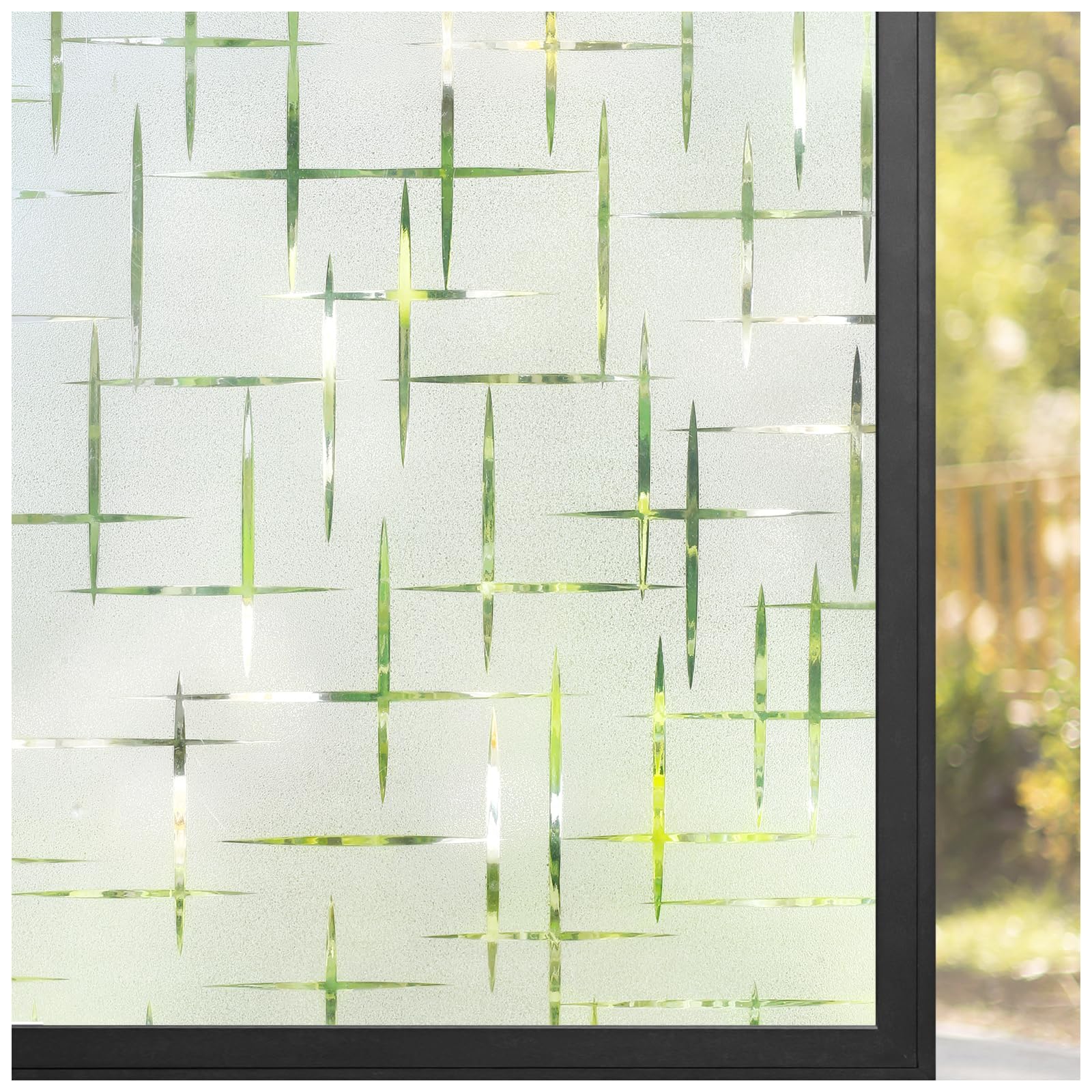 rabbitgoo Film Fenetre Anti Regard à Motif Croix, Dépoli, 90x200cm | Film Electrostatique Vitre, Sans Colle, Réutilisable, Anti UV, Brise Vue Fenetre Décoratif pour Maison Bureau Cuisine Salon