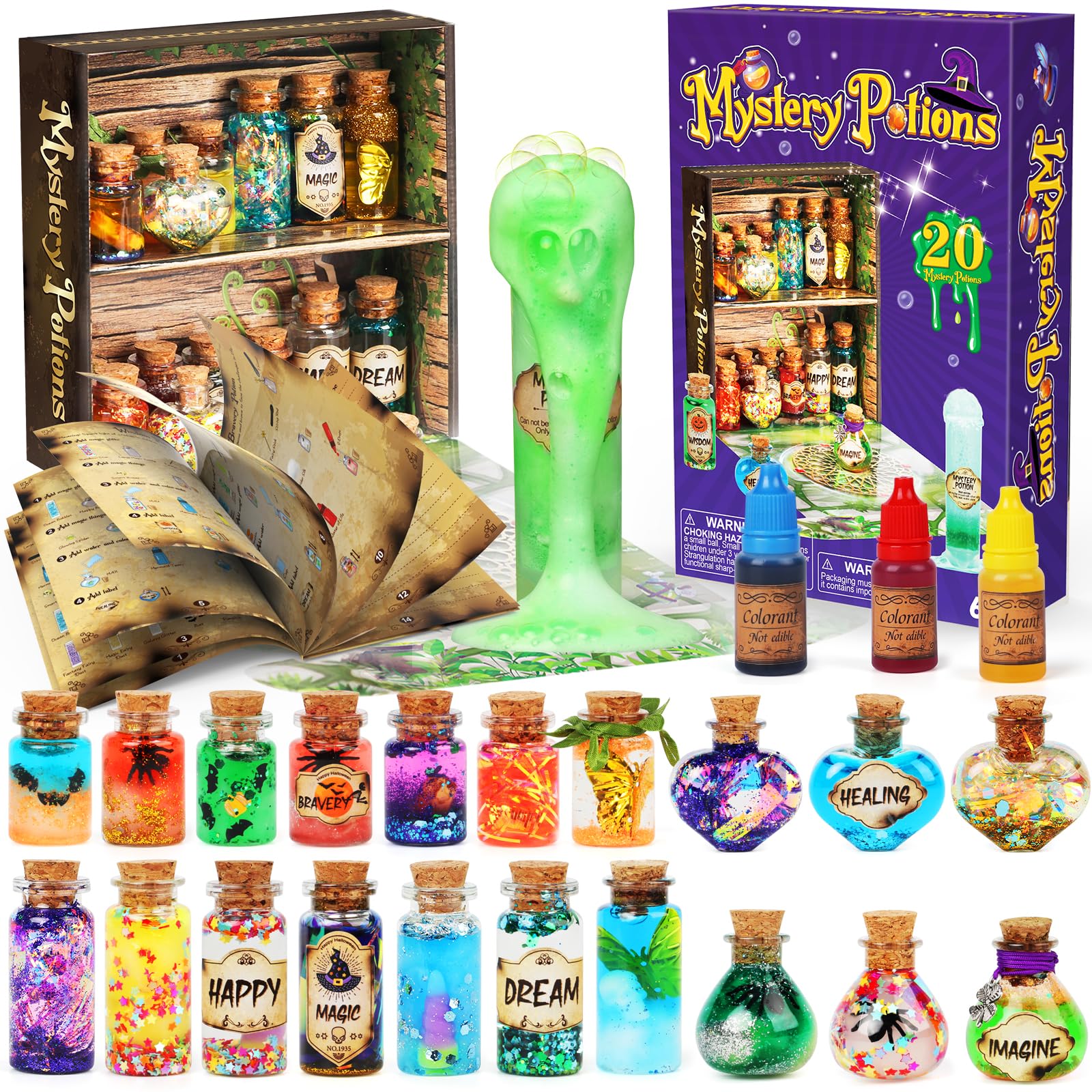 Mystery Potions Kit de Potions Magiques pour Enfants, 20 Flacons, dès 6 ans | Potion Mystère, Jouets Artisanaux pour Garçons et Filles, Cadeaux Créatifs