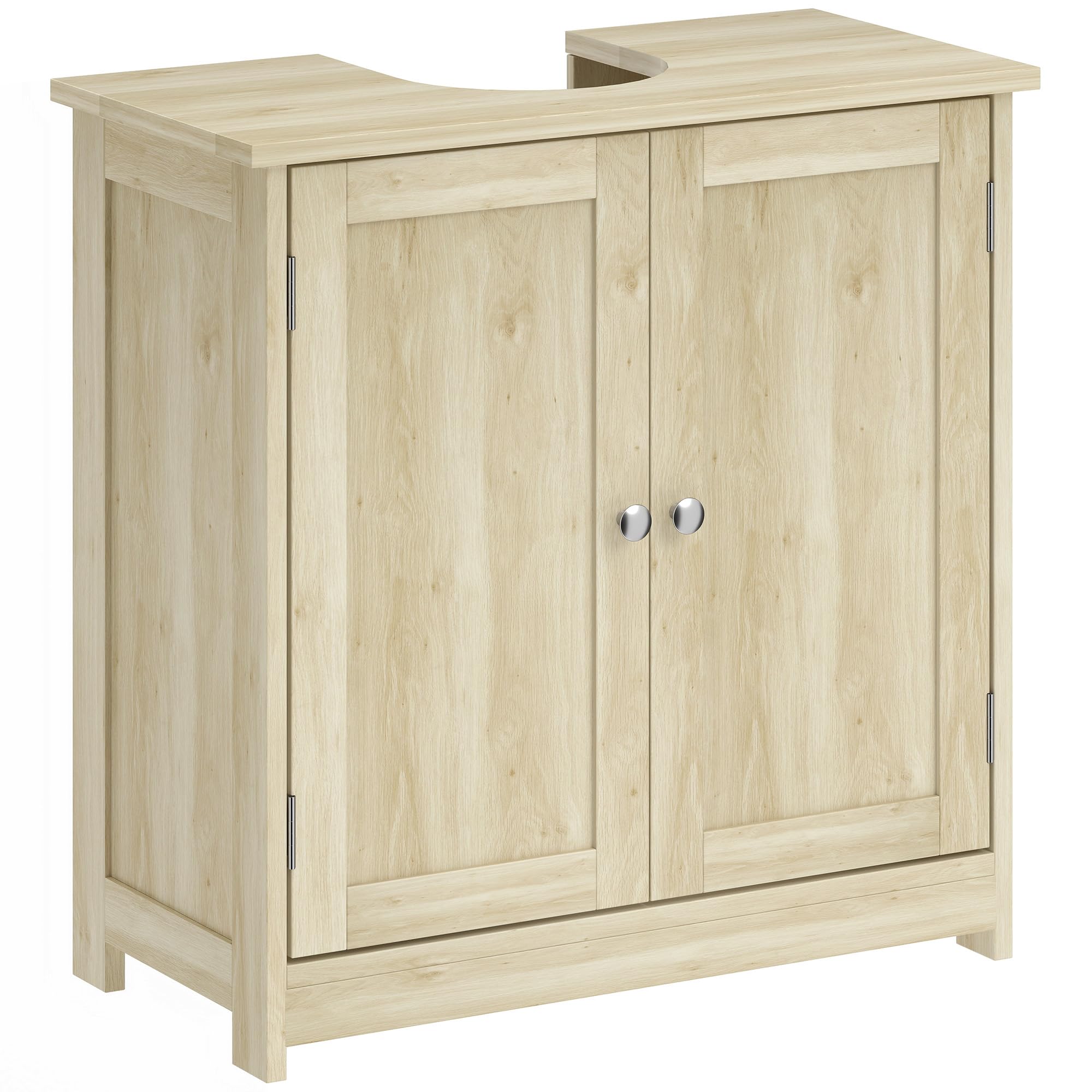 kleankin Meuble Salle de Bain sous Lavabo 60 x 30 x 60 cm Chêne | Meuble sous-Vasque en Bois, Placard à 2 Portes et Étagère