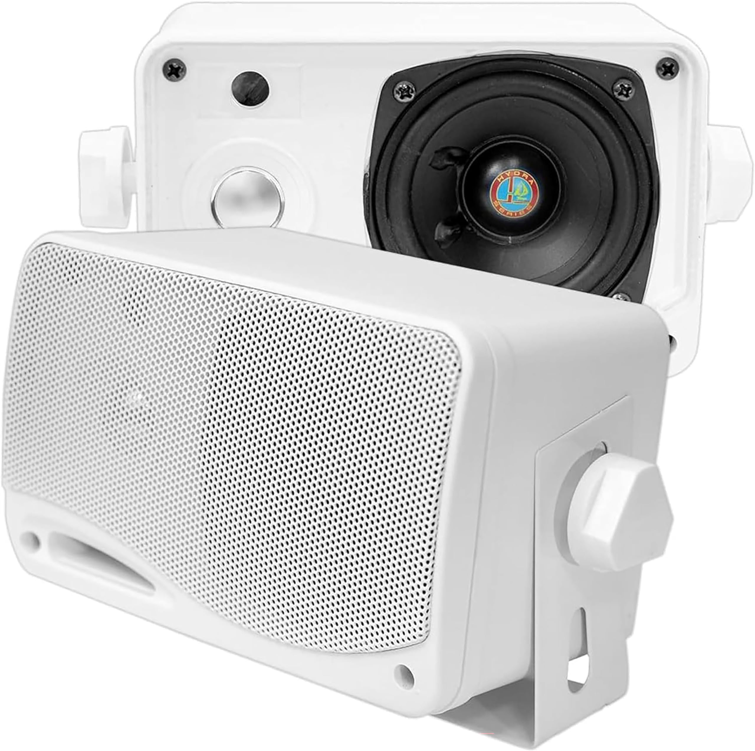 Pyle Enceinte d’Extérieur Étanche 200W, Enceinte Mural 3 voies Résistantes aux Intempéries, Haut Parleurs de Montage Marin,Utilisation à la Maison, Bateau,Bord de la Piscine, sur le Patio,Blanc