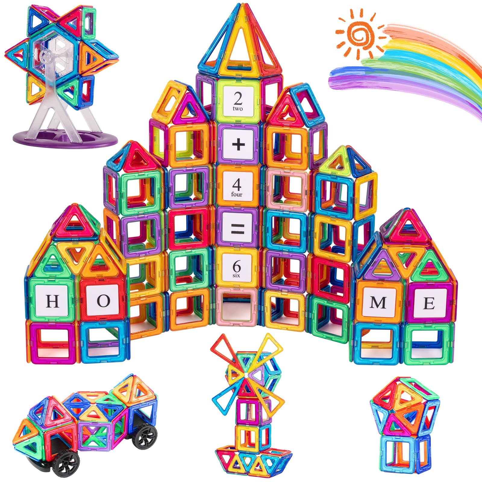 Blocs de Construction Magnétiques 122 Pièces Construction Magnetique Enfant | 3D Construction Jouets Educatif Jeux Cadeaux pour Enfants à Partir de 3 4 5 6 7 Ans
