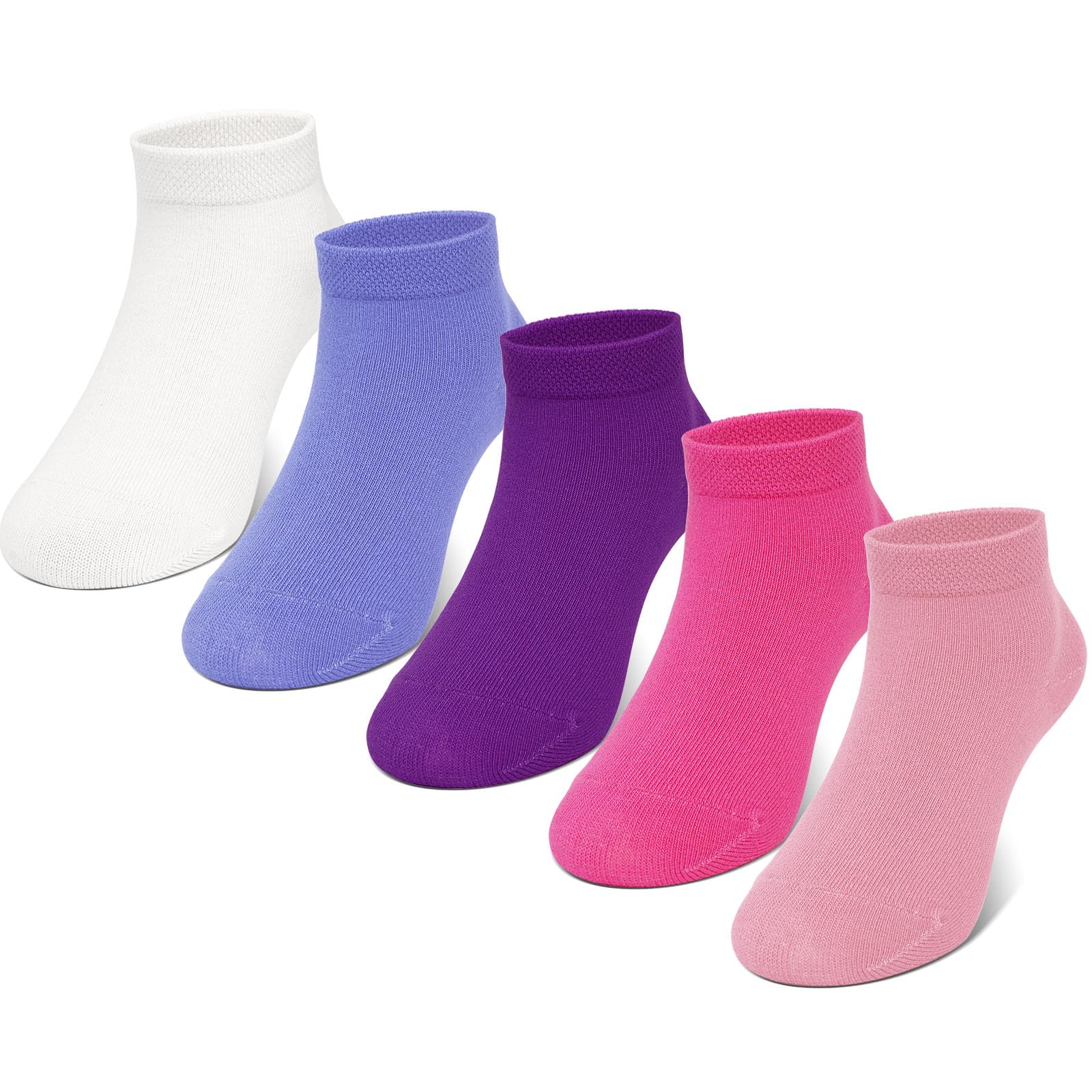 PUTUO Chaussettes sans Couture pour Garçon Fille: Socquettes pour Enfants en Viscose de Bambou – Doux et Respirantes pour Usage Quotidien 5 paires