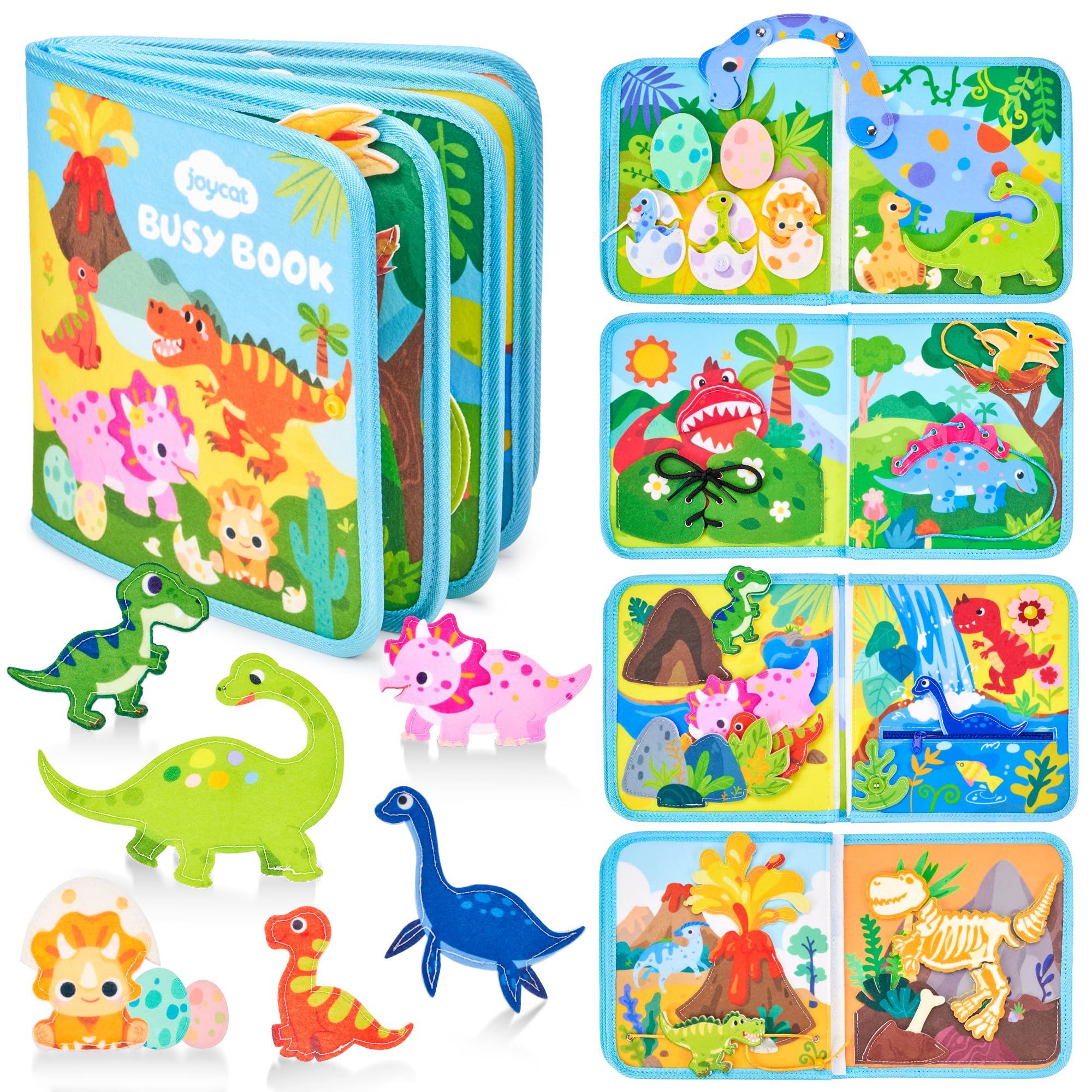 JoyCat Busy Board Montessori âge 1 an, Dinosaure Jouet Montessori pour 1 2 3 4 Ans Enfants, Jouet Éducatif Sensoriel Jouets de Voyage Cadeau Enfant 1 2 3 Ans