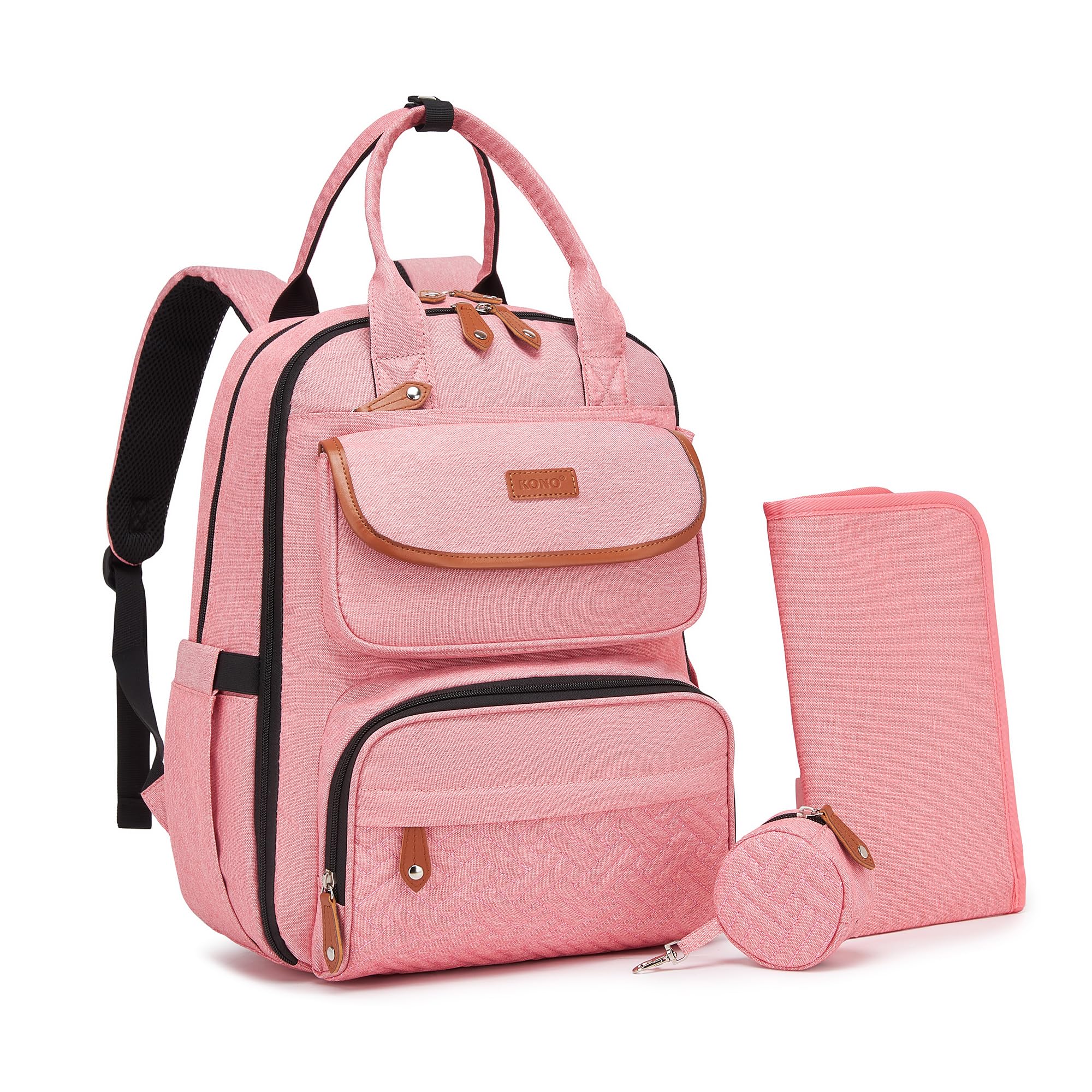 Kono Sac à Dos à Langer Bébé Grande Capacité Maman Papa avec Tapis à Langer | 18 Poches de Rangement, Tapis à Langer Portable, Porte Tétine, Attaches Poussette, Idéal pour Voyage et Sorties avec Bébé