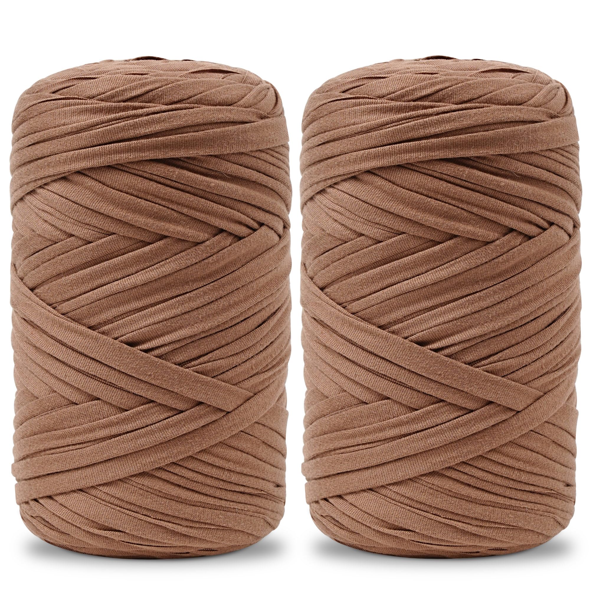 Vincona Fil tee Shirt pour Crochet 2 x 200 g, Fil Crochet, Idéal pour Crocheter des sacs, Paniers, Tentures Murales, Décoration d'intérieur et Loisirs Créatifs-Marron foncé 13