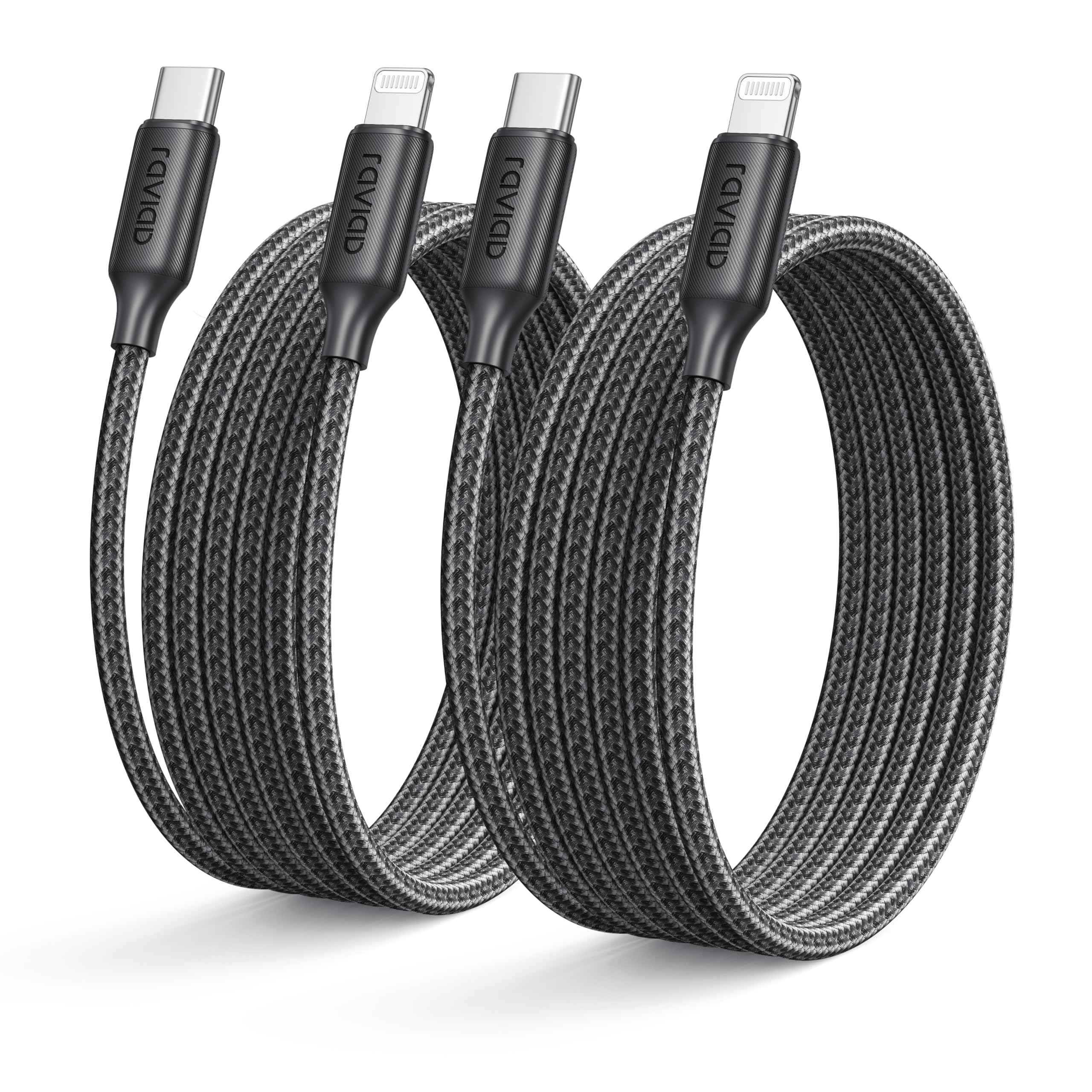 RAVIAD Câble USB C vers Lightning [2M/Lot de 2] Certifié MFi Câble USB C iPhone Chargeur Rapide Power Delivery Fil Lightning USB C pour iPhone 14 13 12 11 Pro Max Mini XR XS Max X 10 8 7 SE 2020, iPad