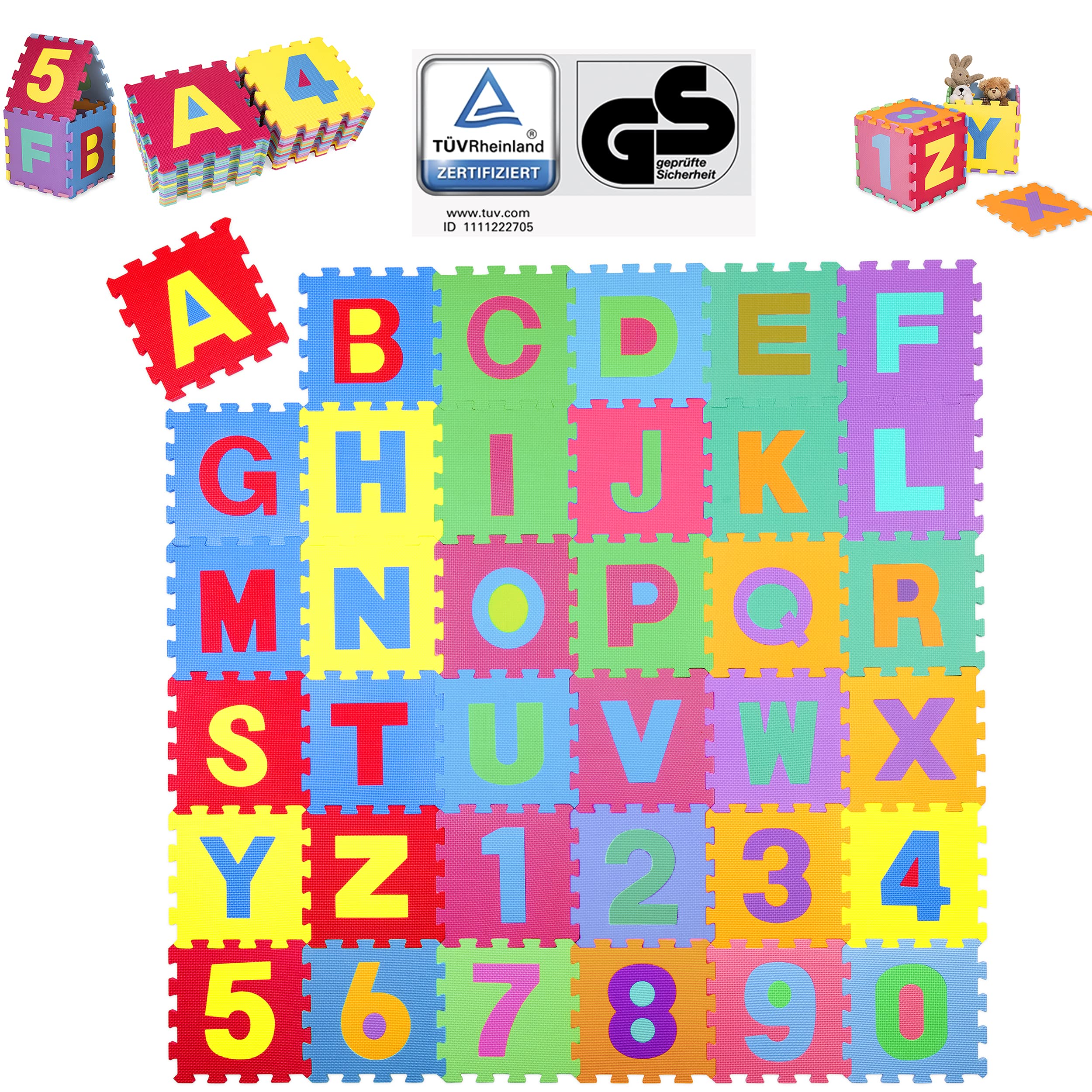 KIDUKU® Puzzle Tapis Mousse bébé, 86 pièces, Tapis de Jeu très résistant pour Enfants, Alphabets & Chiffres